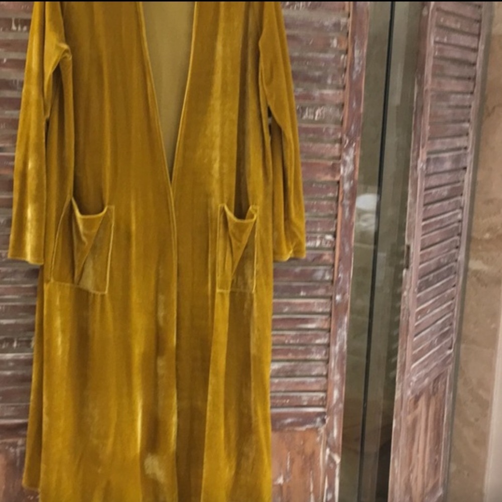 Lularoe Sarah Velvet Mustard Cardigan Lg - Picture 2 of 5